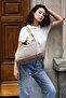 Multi-Pocket Women's Shoulder Bag Medium Size Daily Hv7001 Beige - 4