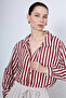 Claret Red Striped Gold Buttoned Shirt - 4966 - 5