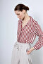 Claret Red Striped Gold Buttoned Shirt - 4966 - 6