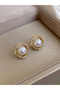 Embellished Circle with Faux Pearl Earrings