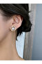 Embellished Circle with Faux Pearl Earrings - 4