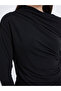 Women Solid Ruched Detail Asymmetric Neck Top - 4