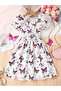 Girls Butterfly Print Puff Sleeve A-line Dress