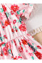 Pink Floral Puff Sleeves A-Line Dress - 5