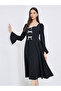 Solid Bow Detail Square Neck Midi Dress