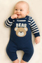 Boy Baby 100% Cotton 3-18 Months Navy Blue Baby Jumpsuit - 4