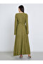 Olive Green Maxi Dress with Long Sleeves - 5
