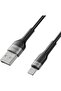 USB-A TO LIGHTNING 2.4A DATA CHARGING NYLON BRAIDED CABLE 2M BLACK