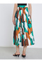 Women's Geometric Print Pleated A-Line Maxi Skirt - 4