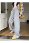 Women's Grey Baggy Sweatpants Oversized Plus Size Sportswear Loose Fit Stretchy Comfortable Fabric - 2