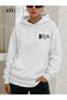Women's White Oversized Hooded Sweatshirt – “Be You” Text Printed, Kangaroo Pocket