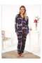 Bear Printed Front Buttoned Suede Pajama Set