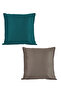 Decorative Velvet Cushion Cover Set of 2 - Earth & Dark Petrol 45X45 cm - 2