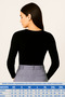Women's Corded Fabric V-Neck Ribbed Knit Black Blouse – Novelle - 2