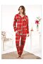 Bear Printed Front Buttoned Suede Pajama Set - 3