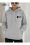 Women's Gray Oversize Hooded Sweatshirt – “Be You” Text Printed, Kangaroo Pocket - 4
