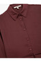 Oversize Burgundy Women's Shirt with Tie Detail at Waist 6Wak60017Pw - 5