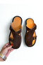 Brown Suede Genuine Leather Two Buckle Women's Sabo Slippers - 4