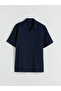 Navy blue standard fit short sleeve men's shirt from plus-store