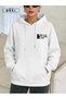 Women's White Oversized Hooded Sweatshirt – “Be You” Text Printed, Kangaroo Pocket - 2