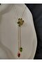 Zircon Stone Green Flower Elevator Y Steel Necklace - 6