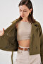 Women's Belted Short Trench Coat 5970 - Khaki - 4