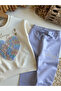 Girl's 3D Floral Embroidered Lilac 100% Cotton Set - 3