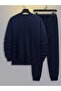 Men's Black Paris Printed Crew Neck Tracksuit Set - 2