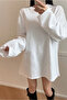 Women's White Loose Crew Neck Long Sleeve T-Shirt - 6