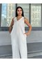Women's Summer Cream V-Neck Spaghetti Strap Detailed Slit Long Dress Stylish Daily Casual Dusty Rose 50324 - 3