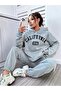 Plus Size California Square USA Printed Oversize 3 Thread Hooded Tracksuit Set