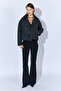 Four Button Diagonal Short Cashmere Double Breasted Coat - Anthracite - 2