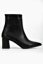 Women's Black Pointed Toe Side-Zip Closure Thick Block Heel Boots - 2