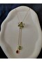 Zircon Stone Green Flower Elevator Y Steel Necklace