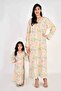 Kids Jalabiya – Pastel Floral Printed Rayon Maxi with Embroidery Detailing - 2