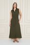 Women's Aerobin Zero Sleeve Classic Dress with Side Pockets and Belt - 2