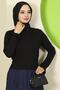Cuffed Flounce Crew Neck Body Black Hm2818 - 5