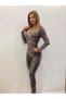 Leopard Sequin Fabric Jumpsuit - 3