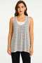 Women's Plus Size Gray Striped Blouse with Half Tank Top Inside and Back Detail 65N39151 - 3