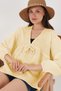 Women's Front Lace-Up Long Sleeve Blouse 946 - Yellow - 2