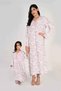 Kids Jalabiya – Blue, Pink and White Floral Abstract Print and Embroidery Detailing - 7