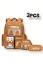 3 Piece Capybara School Bag Set for Boys and Girls with Pencil Case and Lunch Bag