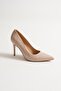 Zerina Women's Beige Metal Accessory Pointed Toe High Thin Heeled Shoes Stiletto (9 cm) - 3