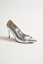 Corine Women's Silver Metal Accessory Pointed Toe High Thin Heeled Shoes Stiletto (9 cm) - 2