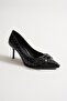Mirabel Women's Black Metal Accessory Bow Pointed Toe Thin Heeled Shoes Stiletto (7 cm) - 3
