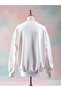 Cat Printed Cotton 3 Yarn Oversized White Sweatshirt - 2
