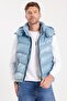 Men's standard fit regular cut sleeveless double pocket zip-up warm blue puffer vest - 5