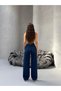 Women's High Waist Wide Leg Loose Pleated Palazzo Jeans Pants - 4