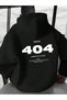 404 Human Not Found Front and Back Printed Oversized Kangaroo Pocket Black Hooded Sweatshirt Hoodie