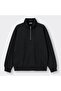 Men's Half Zipper Loose Black Sweatshirt - 5